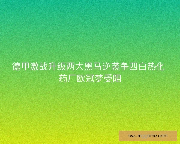 德甲激战升级两大黑马逆袭争四白热化 药厂欧冠梦受阻